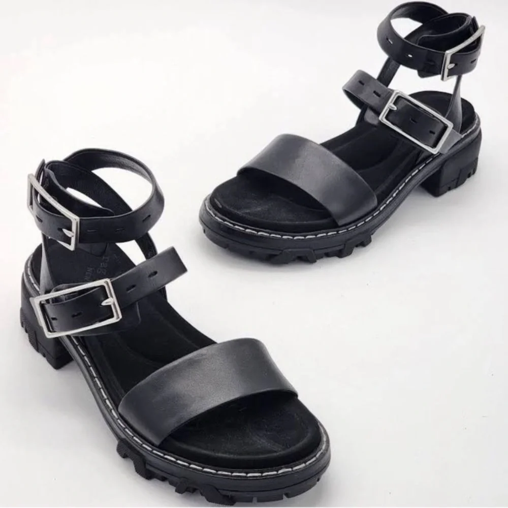 Rag & Bone Black Chunky Sandals with Leather Straps